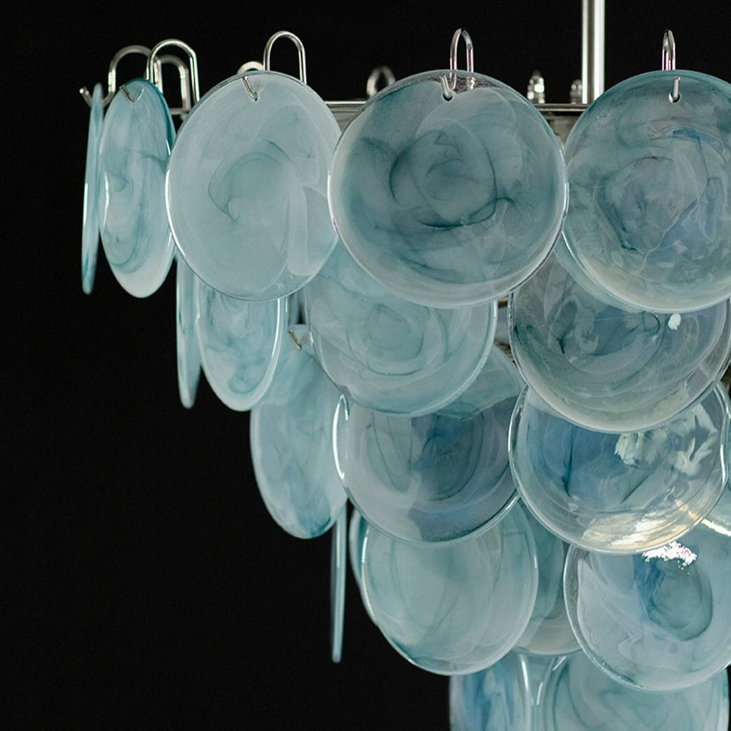 Murano Glass Blue Disks Chandelier