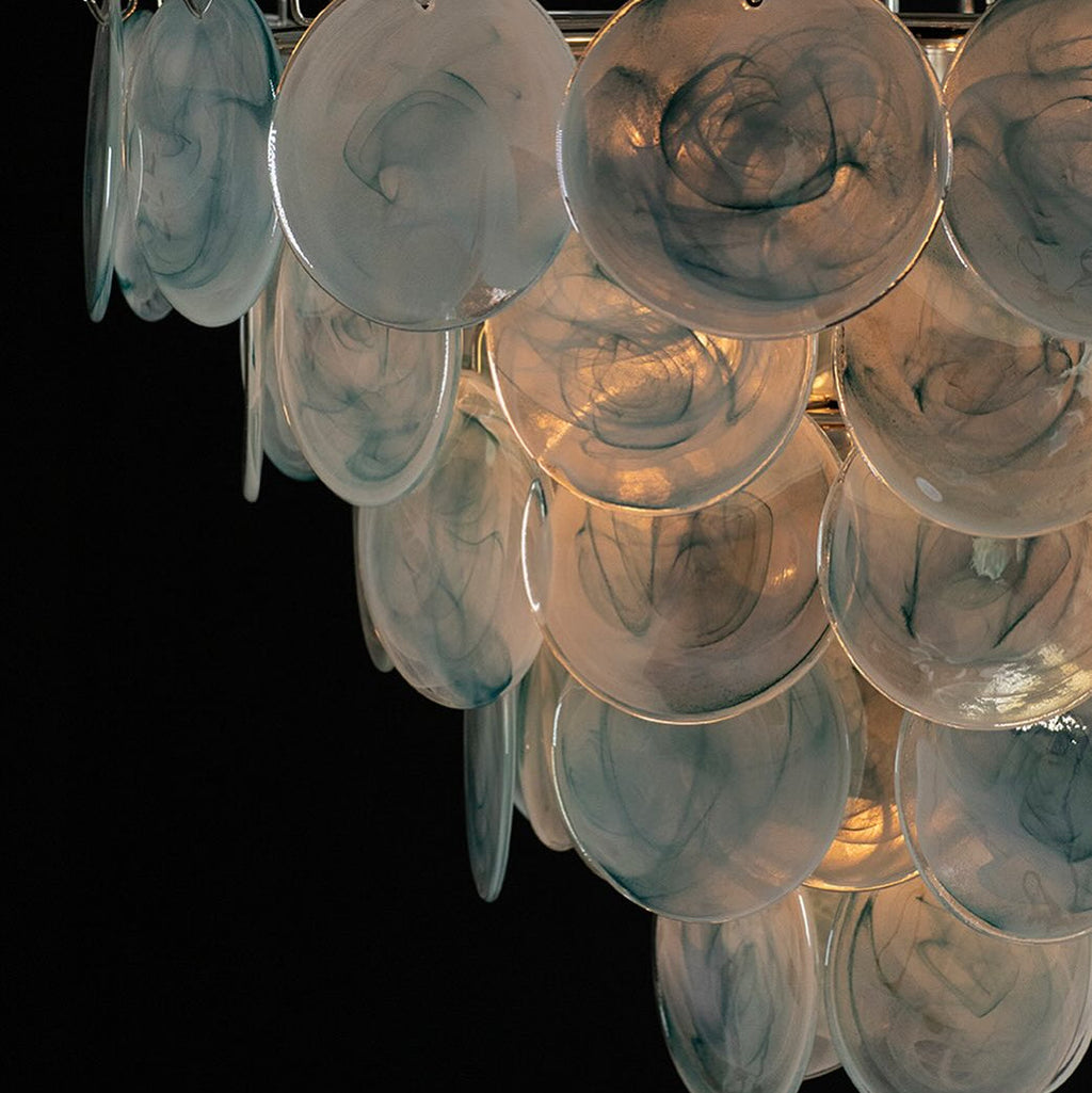 Murano Glass Blue Disks Chandelier