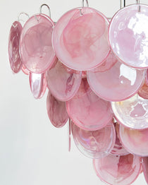 Murano Glass Pink Disks Chandelier 27.6"D