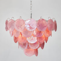 Murano Glass Pink Disks Chandelier 27.6"D
