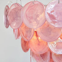 Murano Glass Pink Disks Chandelier 27.6"D