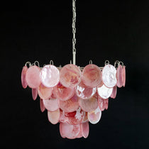 Murano Glass Pink Disks Chandelier 27.6"D