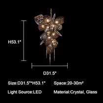 Glass Chandelier Italian Light Luxury Light Fixture for Dining Room/Living Room