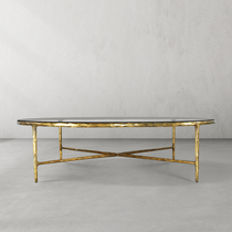 Hand-Forged Metal Glass Round Coffee Table 36" 55"