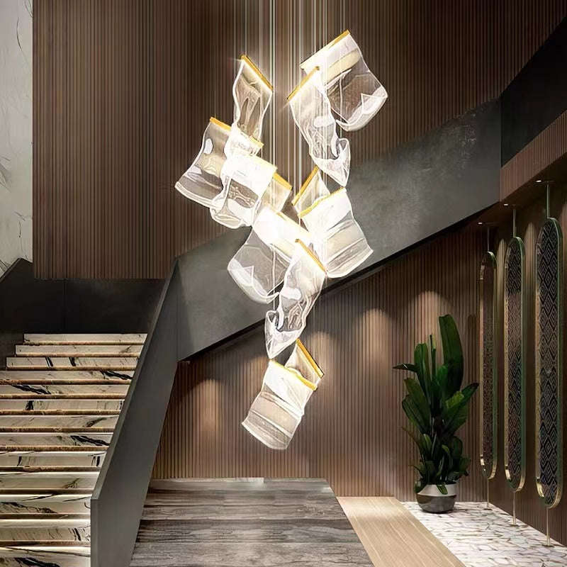 Extra Large  Modern Paper Chandelier For Staircase / Foyer Villa Hall Ceiling