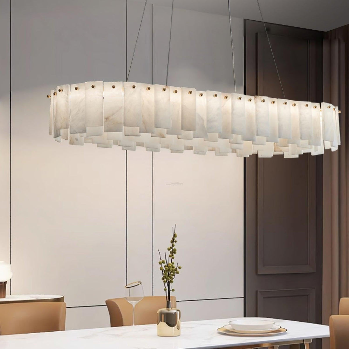 Halos Alabaster Round/Square Chandelier