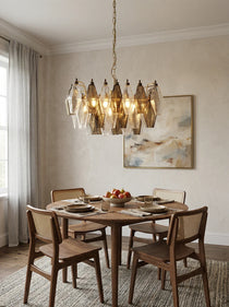Poliedri Murano Transparent Smoked Chandelier