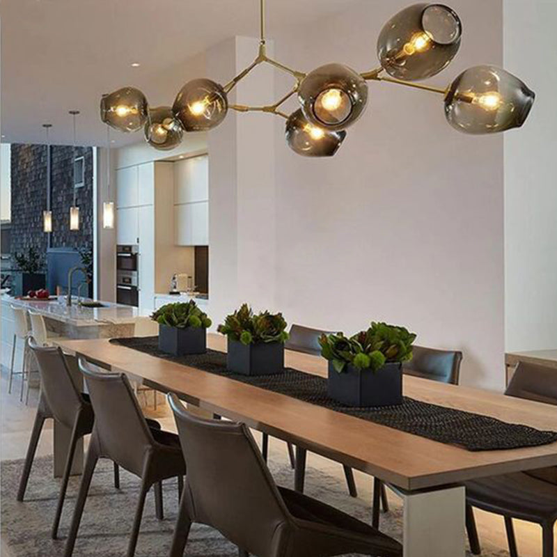 Modern Sputnik Smoky Gray/Amber Glass Branch Chandelier for Kitchen Island/Dining Room Main image