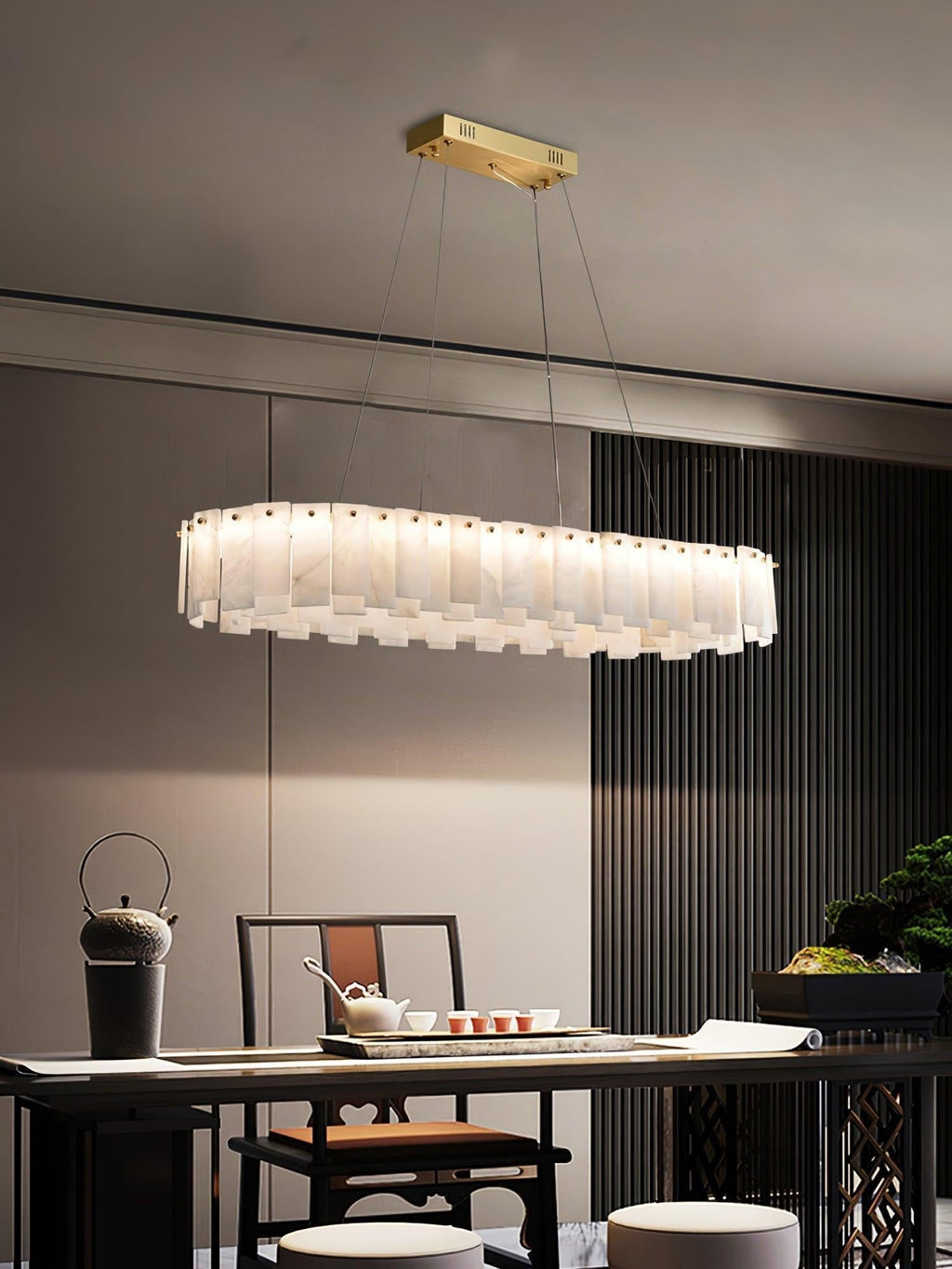 Halos Alabaster Round/Square Chandelier