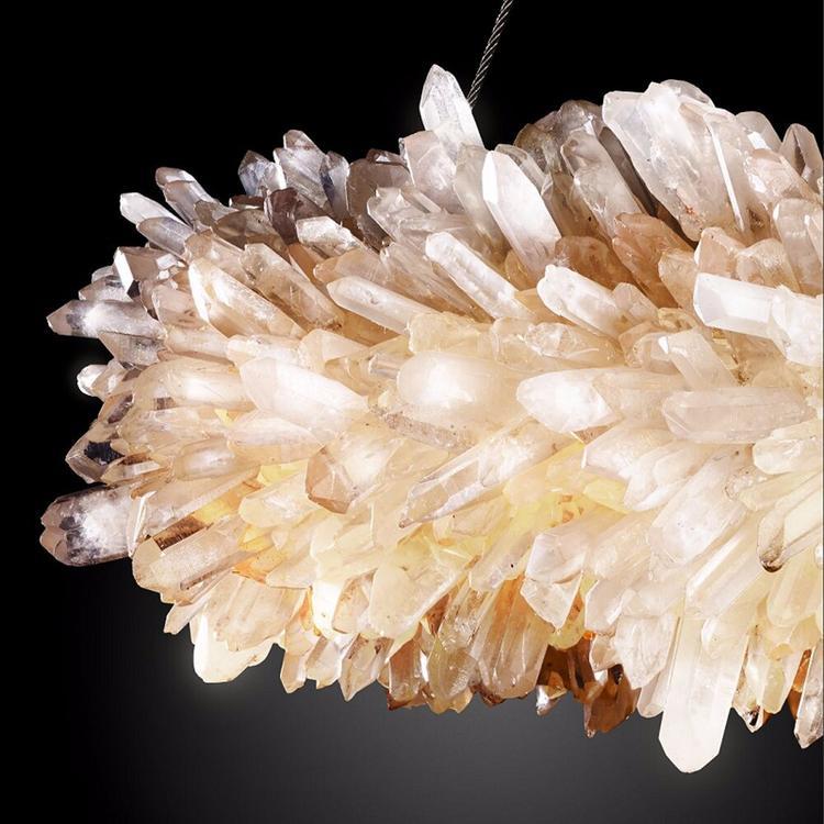 Cervine Quartz Stone Primary Crystal Round Chandelier
