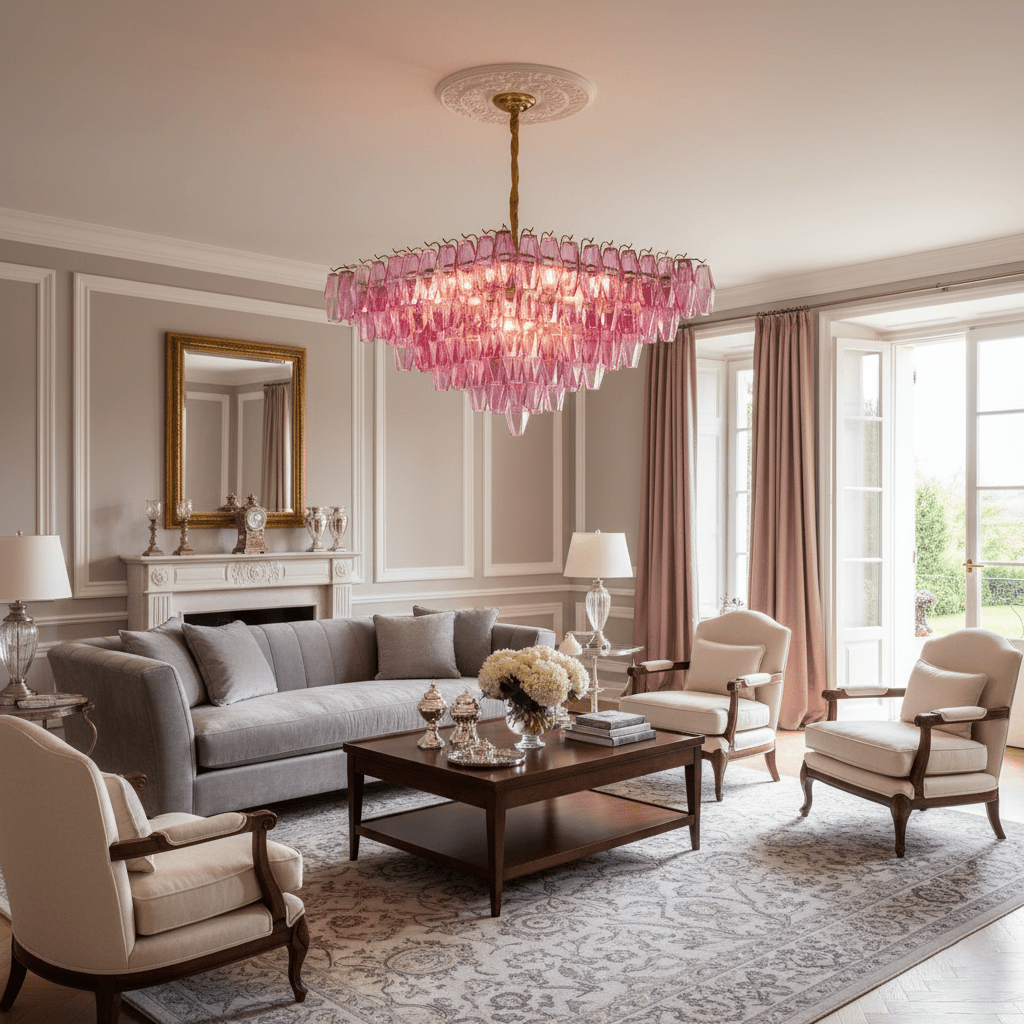 Exquisite Fuchsia Prism Empire Chandelier - CasaraHouse