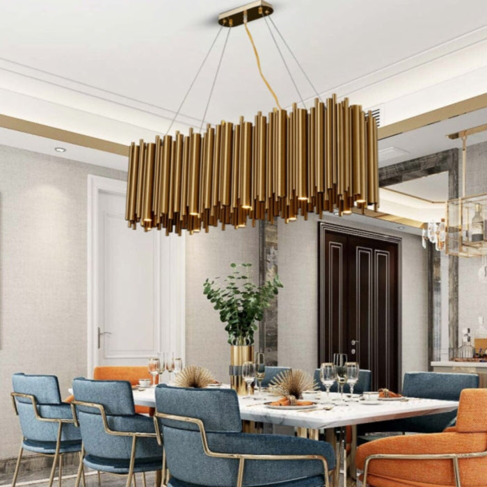 Dora Rectangle Dining Room Chandelier Gold