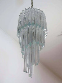 Murano Glass Chandelier – Spiral – 54 prisms – Transparent
