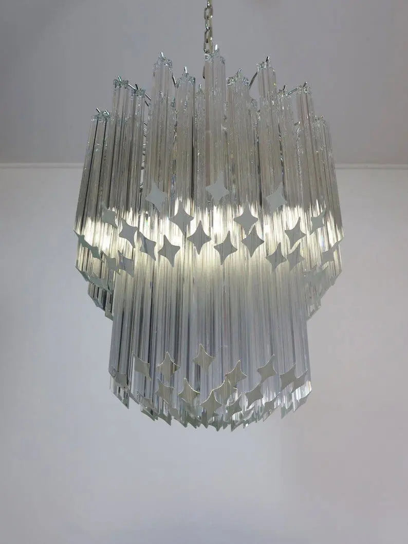 Murano Glass Chandelier – 107 prisms – Transparent