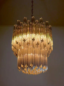 Murano Glass Chandelier – 107 prisms – Transparent