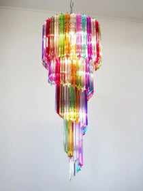 Murano Glass chandelier – Spiral – 86 prisms – Multi