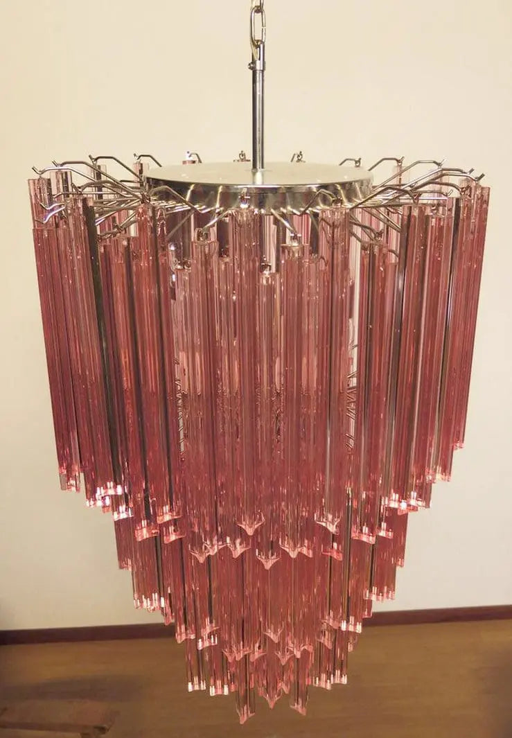 Murano Glass Chandelier – 184 prisms – Pink