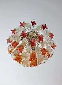 Murano Glass Chandelier – 47 prisms – Amber/Transparent