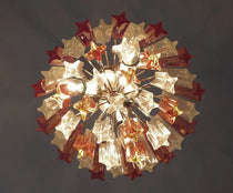 Murano Glass Chandelier – 47 prisms – Amber/Transparent