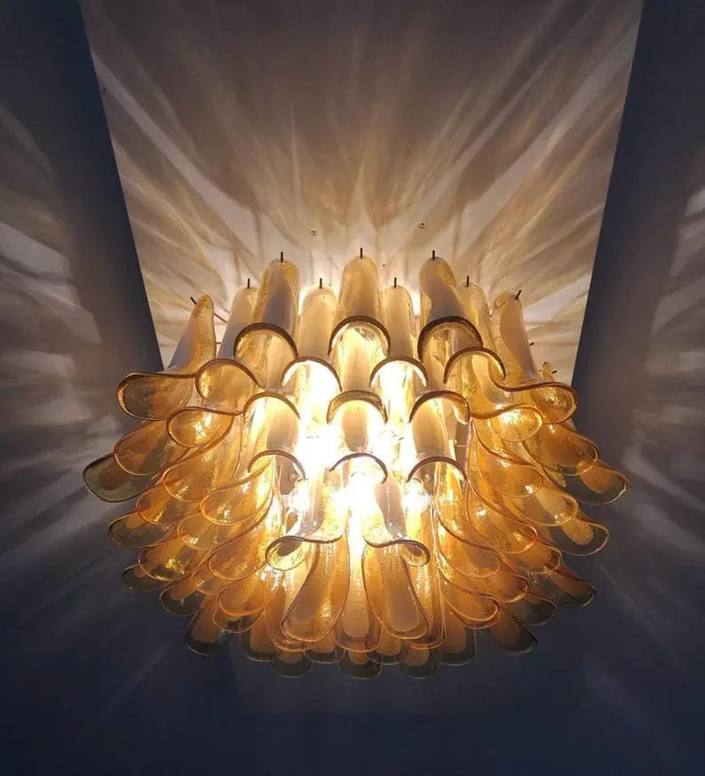 Murano Glass Chandelier – 64 petals – Caramel