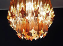 Murano Glass Chandelier – 47 prisms – Amber/Transparent
