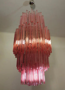 Murano Glass Chandelier – Triedri – Pink – 242 prisms
