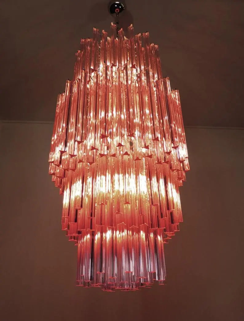 Murano Glass Chandelier – Triedri – Pink – 242 prisms
