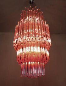 Murano Glass Chandelier – Triedri – Pink – 242 prisms