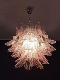 Murano Chandelier – 36 glass leaves – Pink