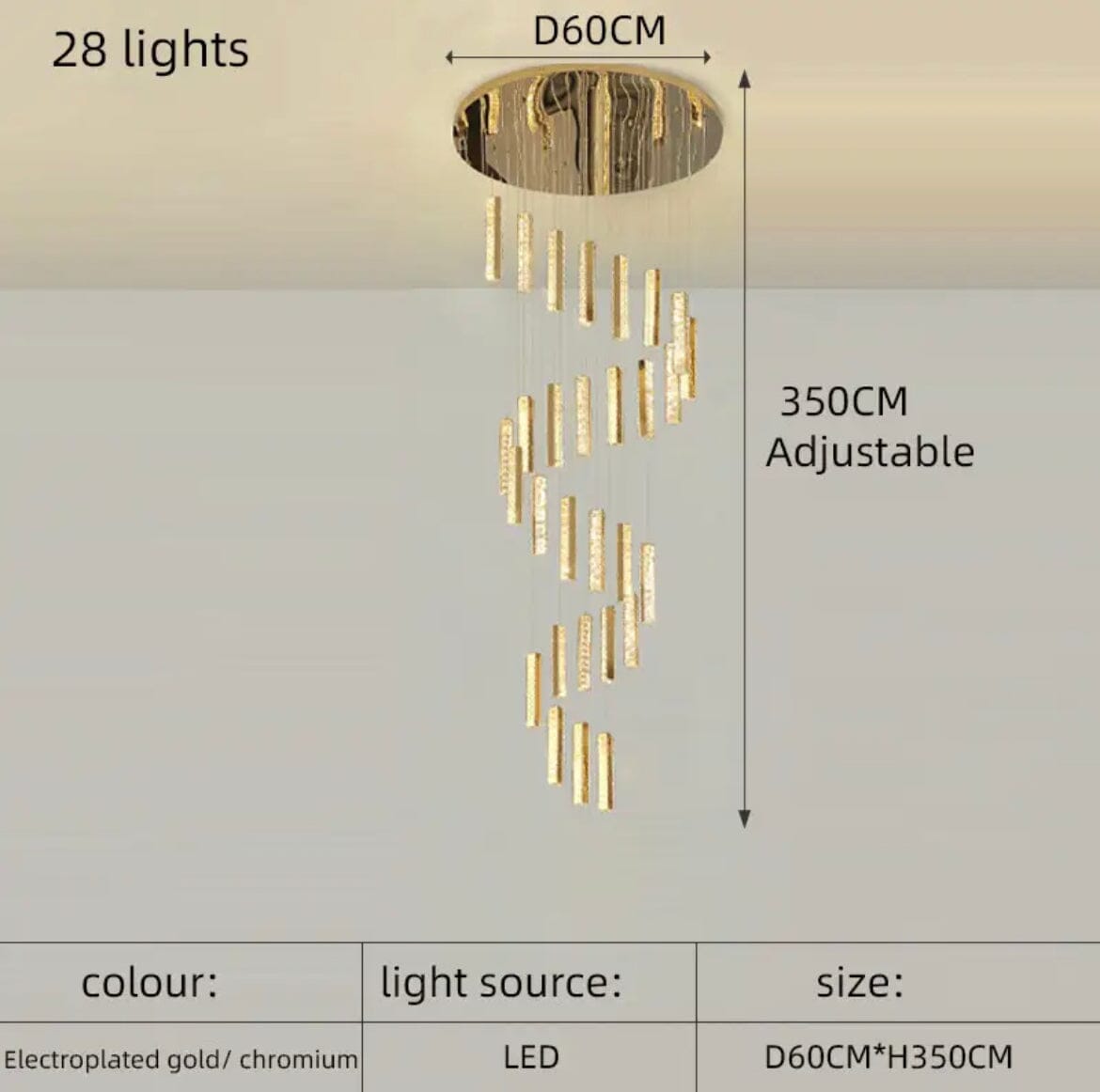 Angelica Foyer & Staircase Chandelier 19" 23" D