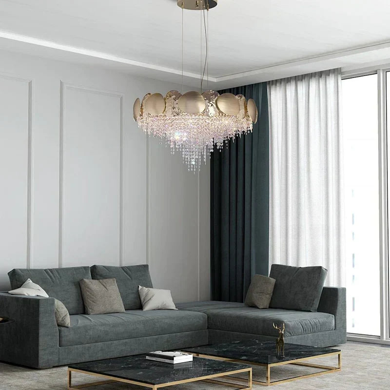 Amadeo Round Brass Crystal Chandelier Secondary image