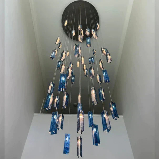 Art Design 1/25/60/84-Light Colorful Rectangle Cluster Glass Tile Pendant/Chandelier Main image