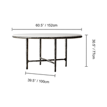 Hand-Forged Metal Marble Round Dining Table