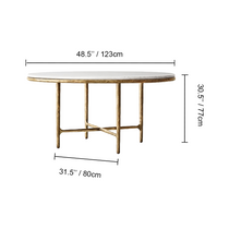 Hand-Forged Metal Marble Round Dining Table