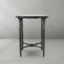 Hand-Forged Metal Glass Round Side Table 18" 22"