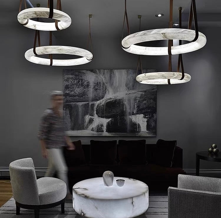 Glacera Alabaster Lorry Oslo Art Chandelier 8 Size
