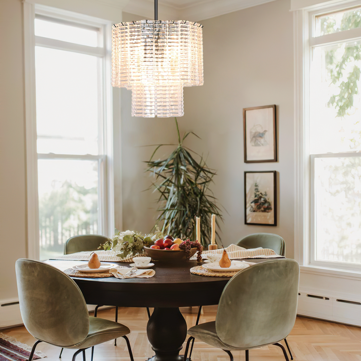Guts Round Glass Tile Chandelier Secondary image