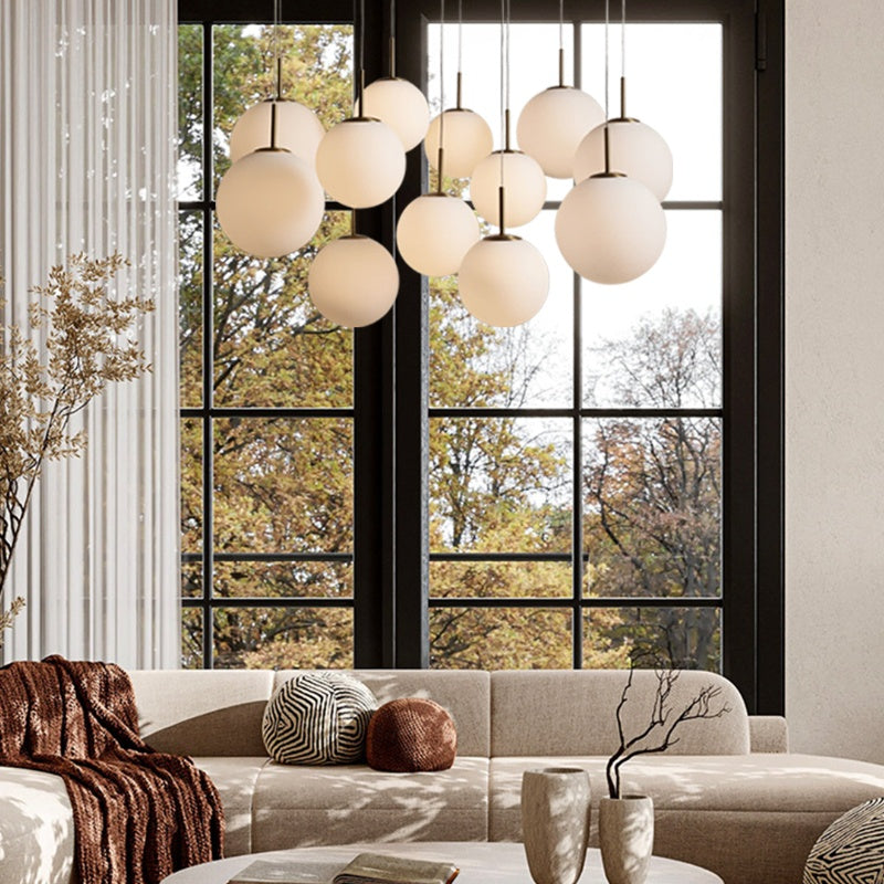 Contemporary Casen Glass Round Chandelier 20"28"34"43" - CasaraHouse