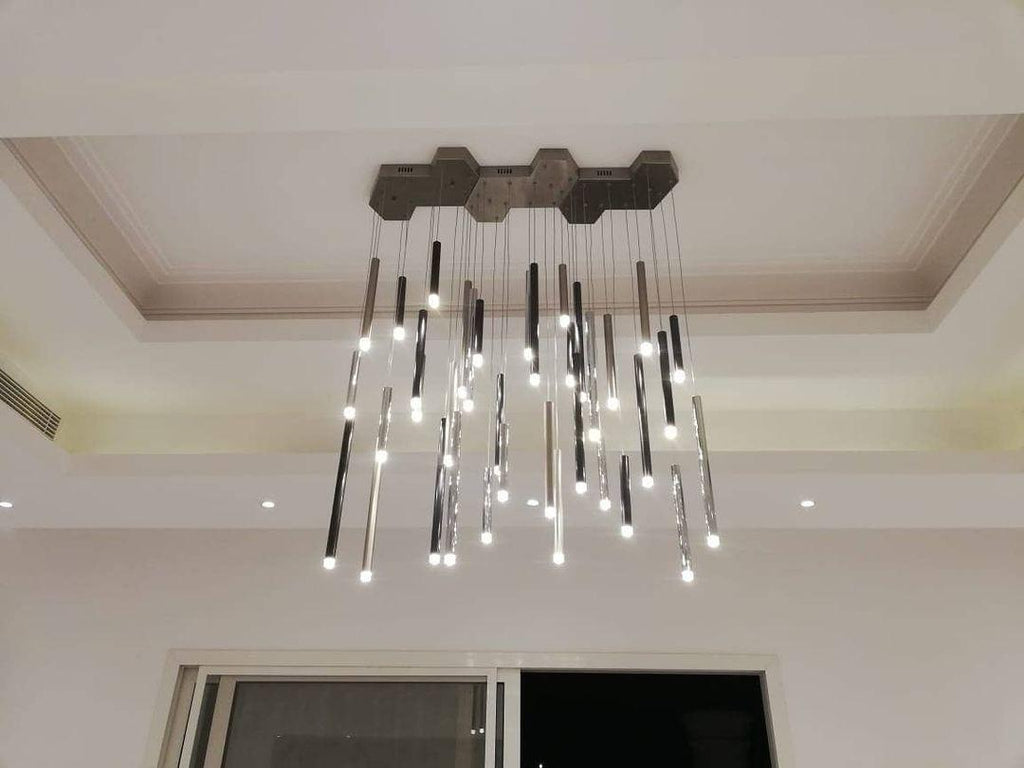Brillia Round Two-Tone Tubular Pendant Light Chandelier