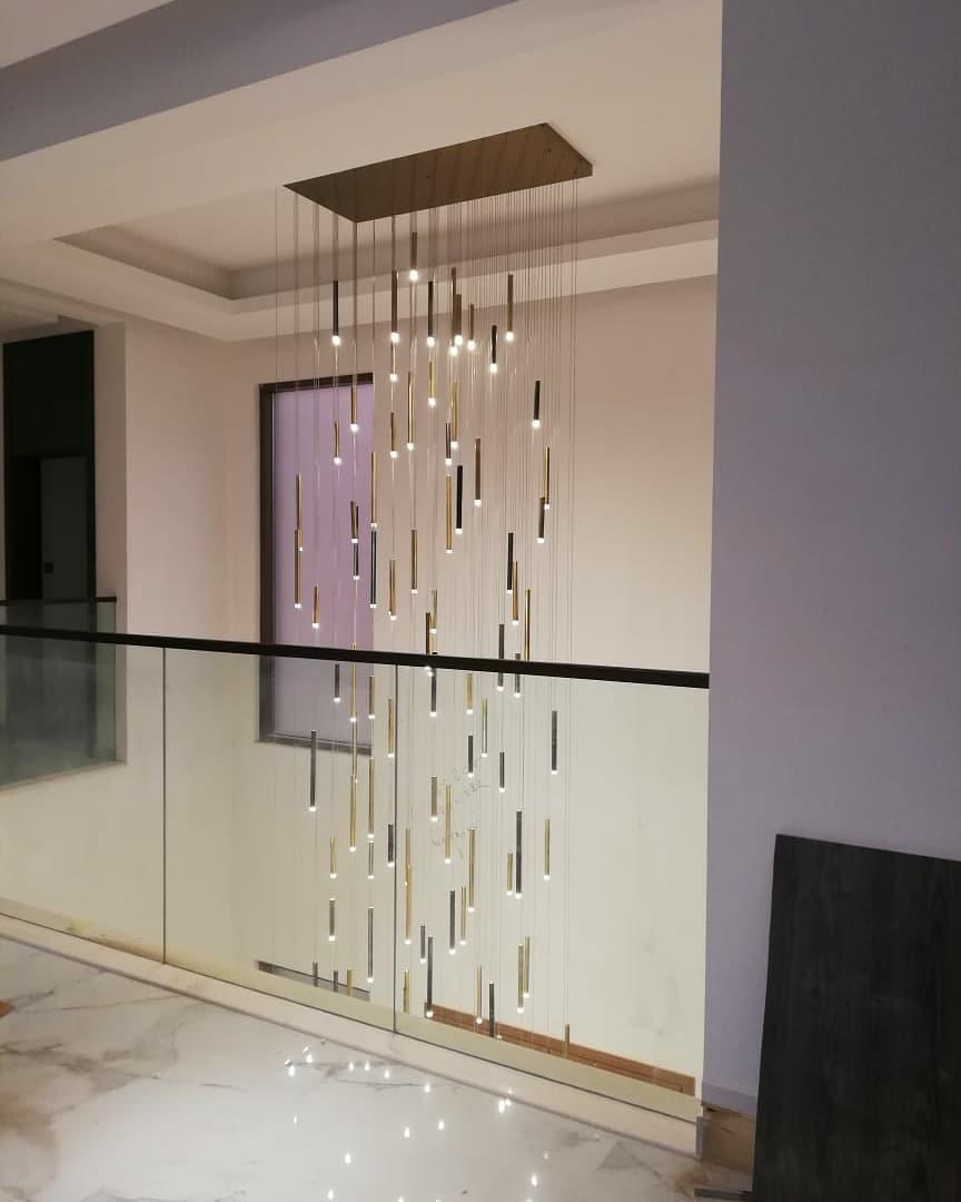 Bellini Square Tri-Tone Tubular Pendant Light Chandelier