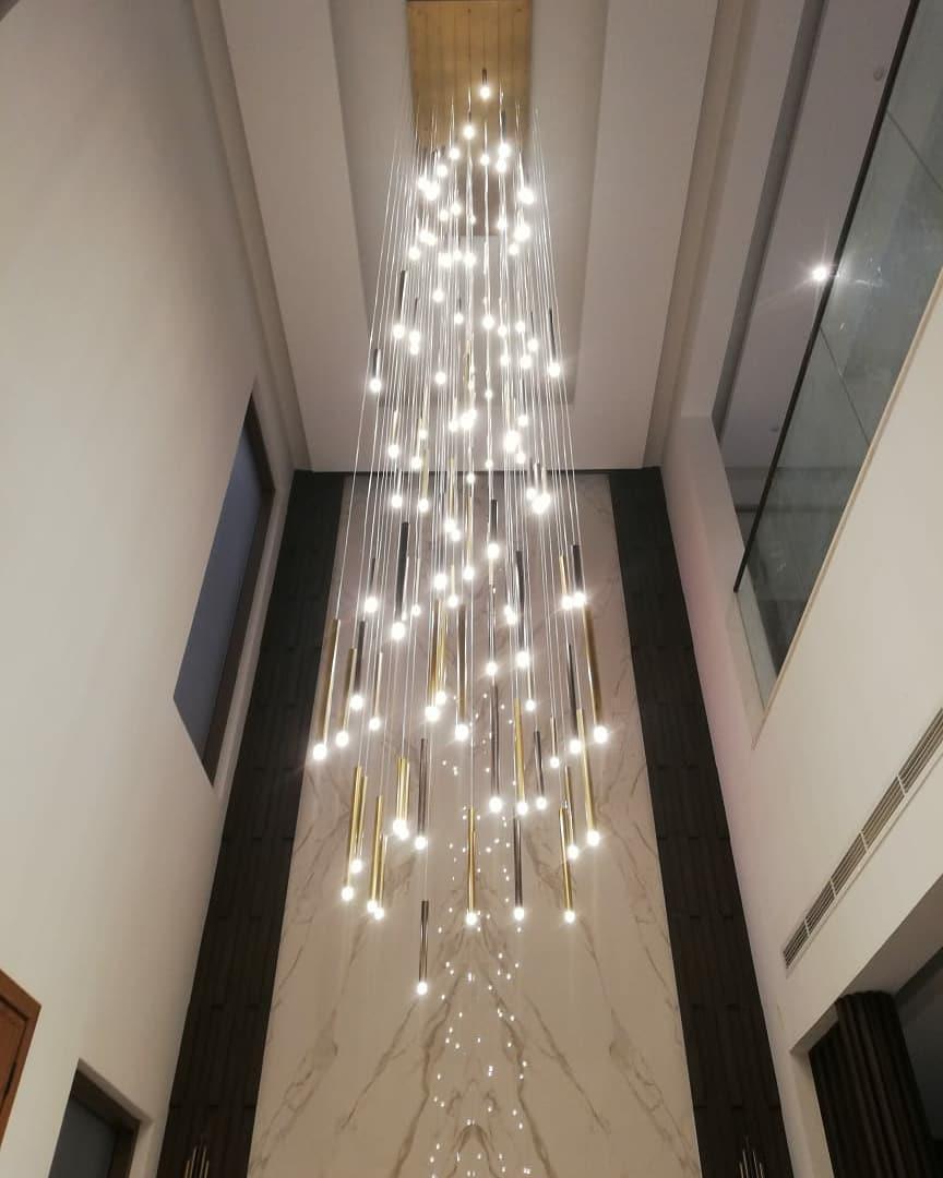 Bellini Square Tri-Tone Tubular Pendant Light Chandelier