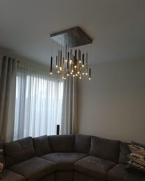 Brillia Round Two-Tone Tubular Pendant Light Chandelier