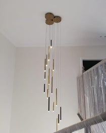 Bellini Square Tri-Tone Tubular Pendant Light Chandelier