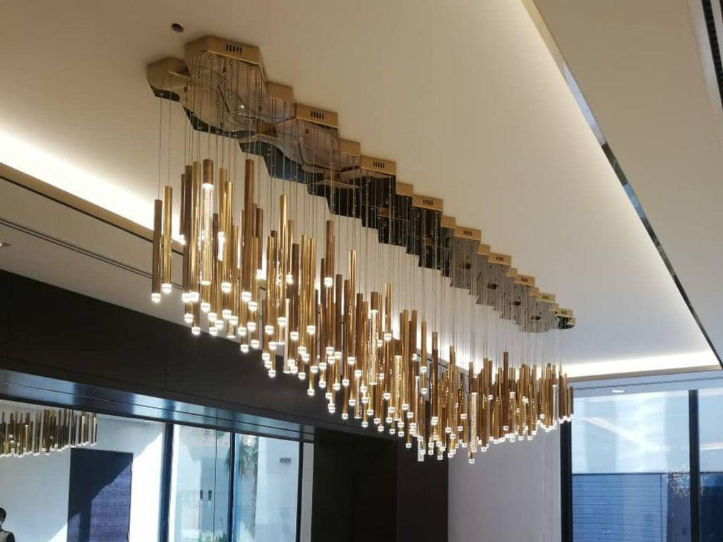Brillia Round Two-Tone Tubular Pendant Light Chandelier