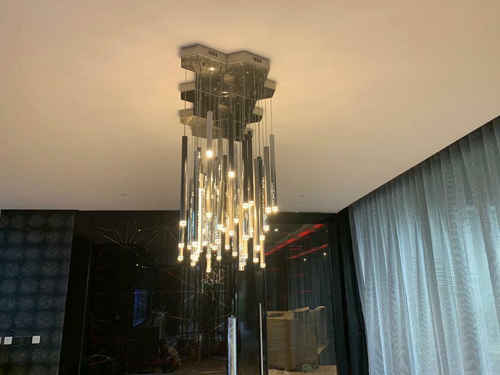 Brillia Round Two-Tone Tubular Pendant Light Chandelier