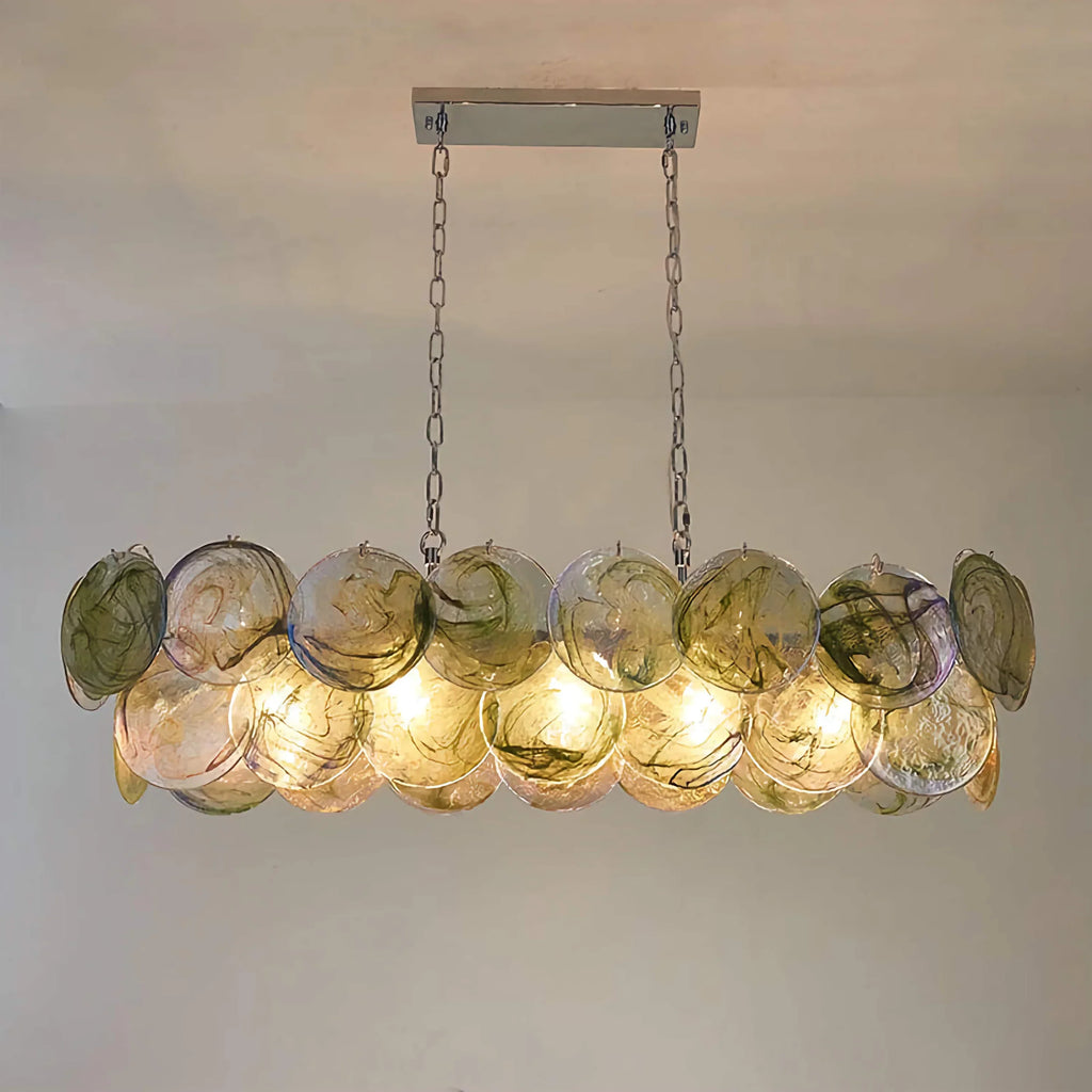 STELLA IRIDESCENT COPPER GLASS CHANDELIER 35.4" 47.2"W