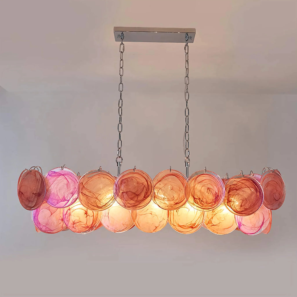 STELLA IRIDESCENT COPPER GLASS CHANDELIER 35.4" 47.2"W