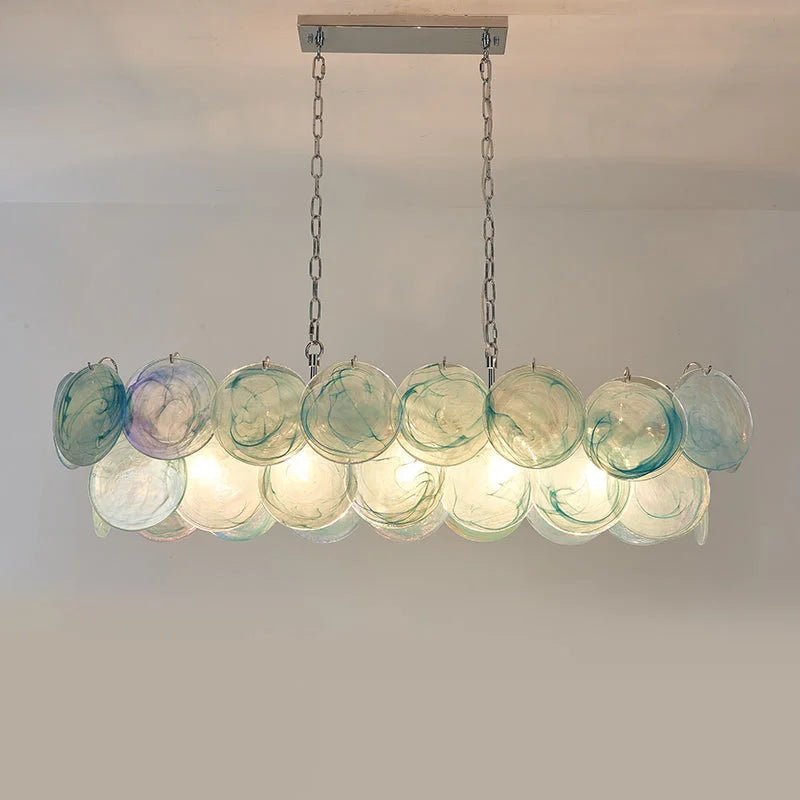 STELLA IRIDESCENT COPPER GLASS CHANDELIER 35.4" 47.2"W