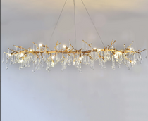 Teardrop Branch Chandelier Natural Engraved Brass Finish 49"