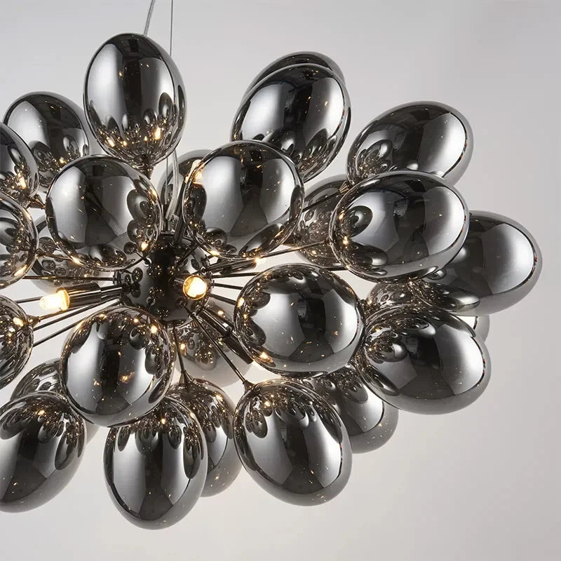 NOIRA BLACK GRAPE GLASS CHANDELIER 15.9" 23.6" 31.5"D